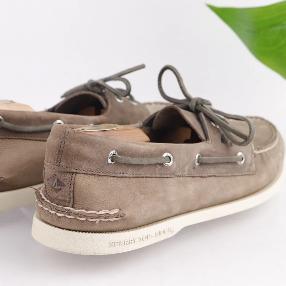 Sperry Mens A/O Boat Shoe Size 11.5 Light Brown Leather Slip On Loafers Yacht